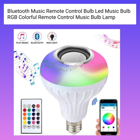 Remote control multicolored LED light bulb plays music. Bluetooth light w music - Picture 1 of 12